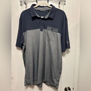 Travis Mathew golf‎ polo shirt Men’s Size XL blue chambray color block